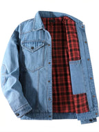 Men's Snap Button Denim Jacket – 95% Polyester, Western Style & Pocketed