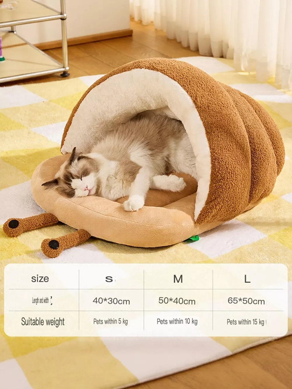 Caterpillar Cat Bed – Plush Enclosed Pet Nest for Cats & Small Pets