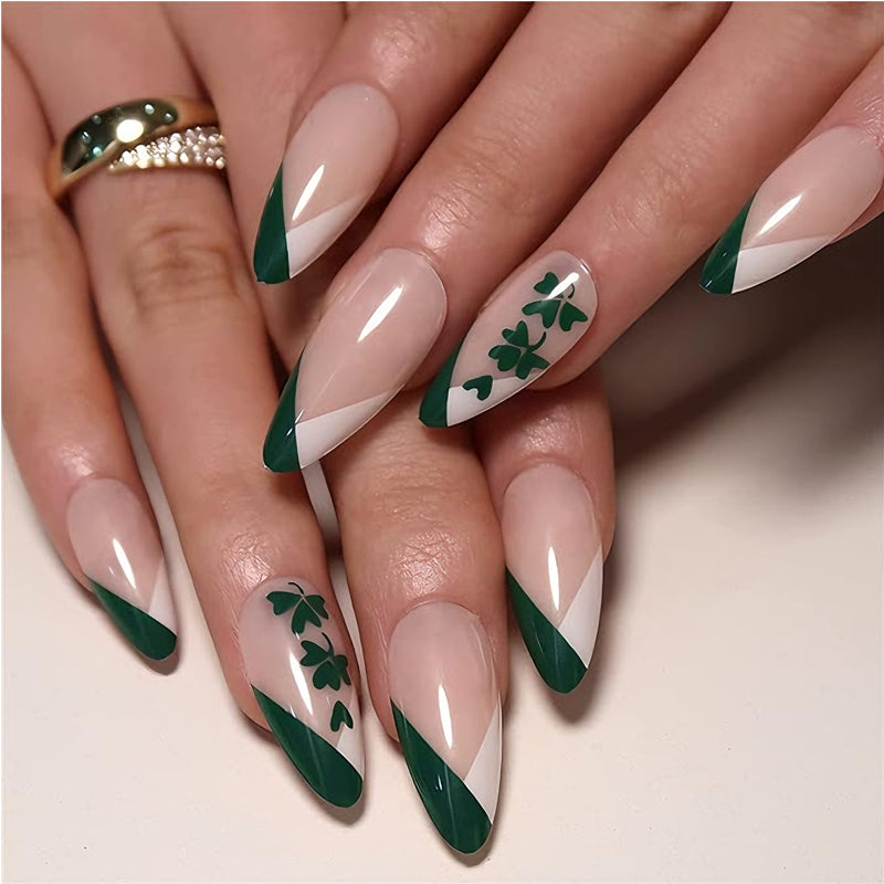 24 PCS Clover Nail Art – Long Water Pipe False Nail Tips