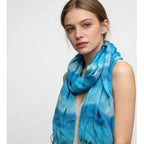Turquoise Watercolor Scarf for Women & Men - Lightweight 67x24 Inch Wrap