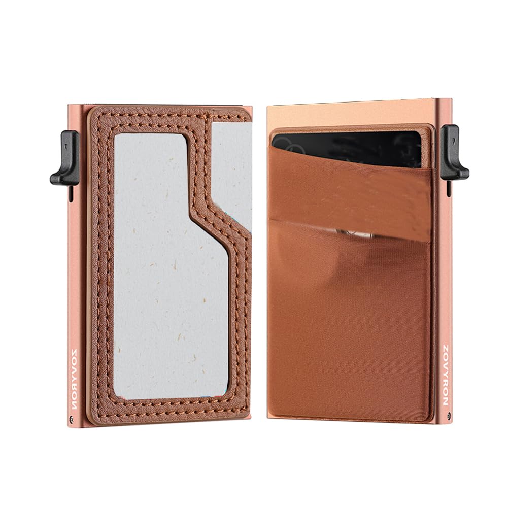 RFID Blocking Slim Wallet for Men - Metal Card Holder with ID Window & Cash Pocket