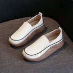 Women's Chunky Slip-On Platform Shoes | PU Leather Flat Casual Shoes – US 4–11