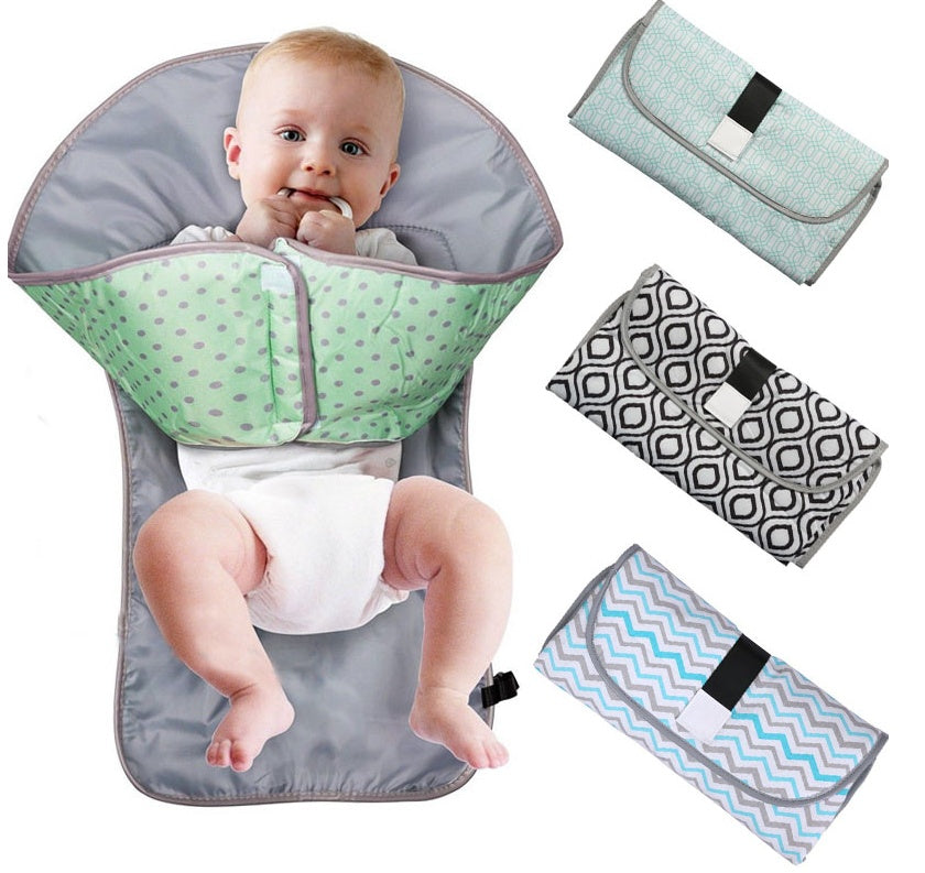 Portable Waterproof Baby Changing Pad - Foldable Travel Diaper Mat with Storage Pockets