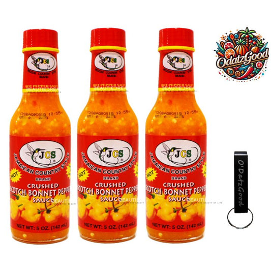 JCS Crushed Scotch Bonnet Pepper Sauce 5oz (142ml) - Pack of 3 | Packaged w/ ODatzGood