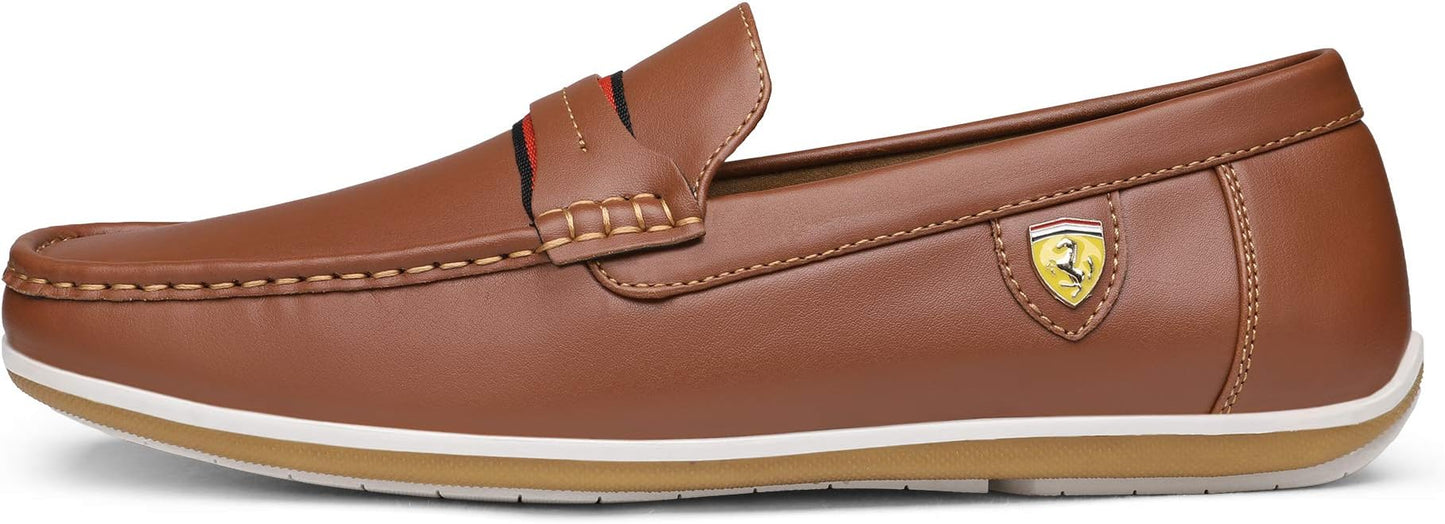 Bruno Marc Men's Bush Driving Loafers – Vegan Leather Moc Toe, Latex Cushioned Footbed