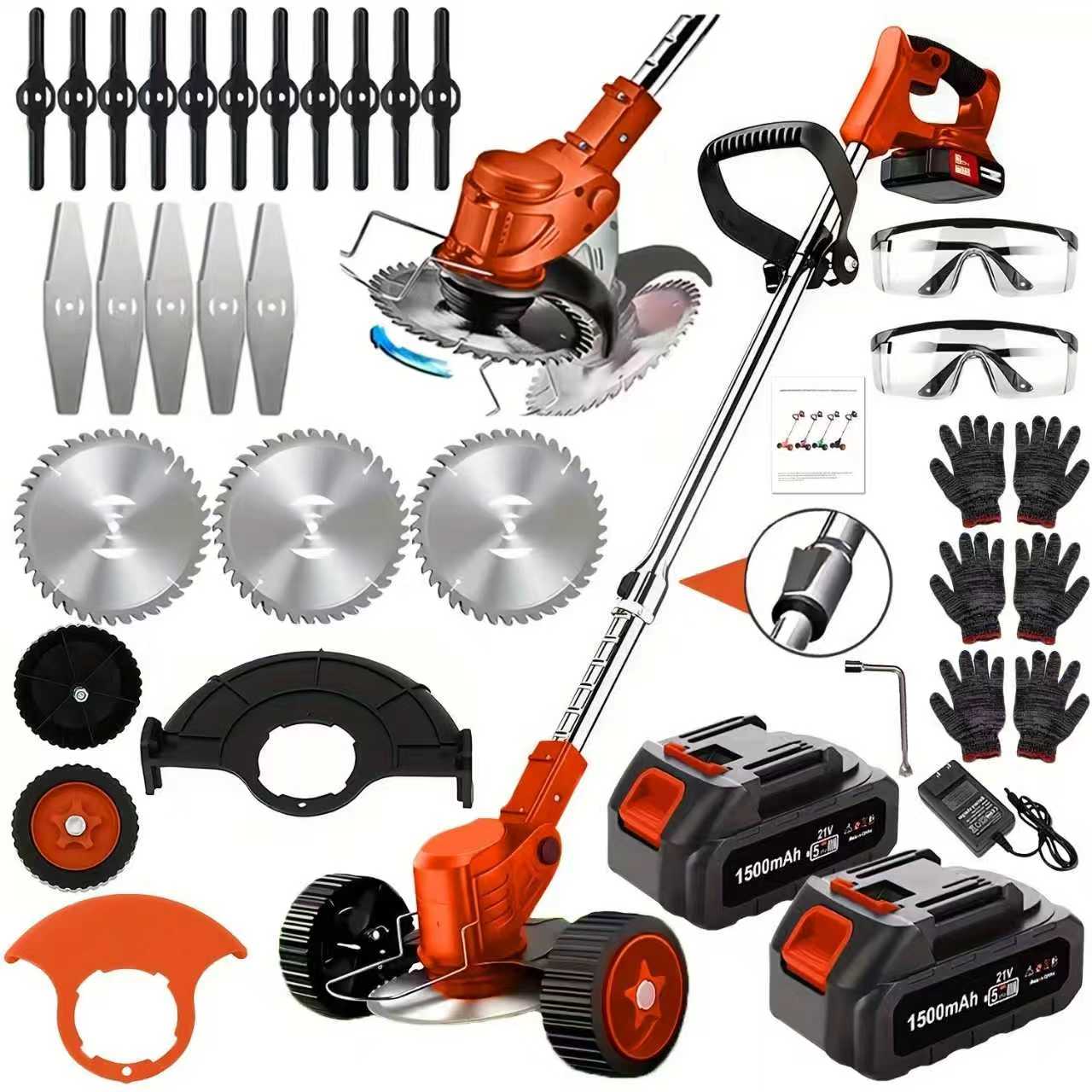 21V Cordless Weed Eater with Wheels - 3-in-1 Electric String Trimmer, Edger & Lawn Mower