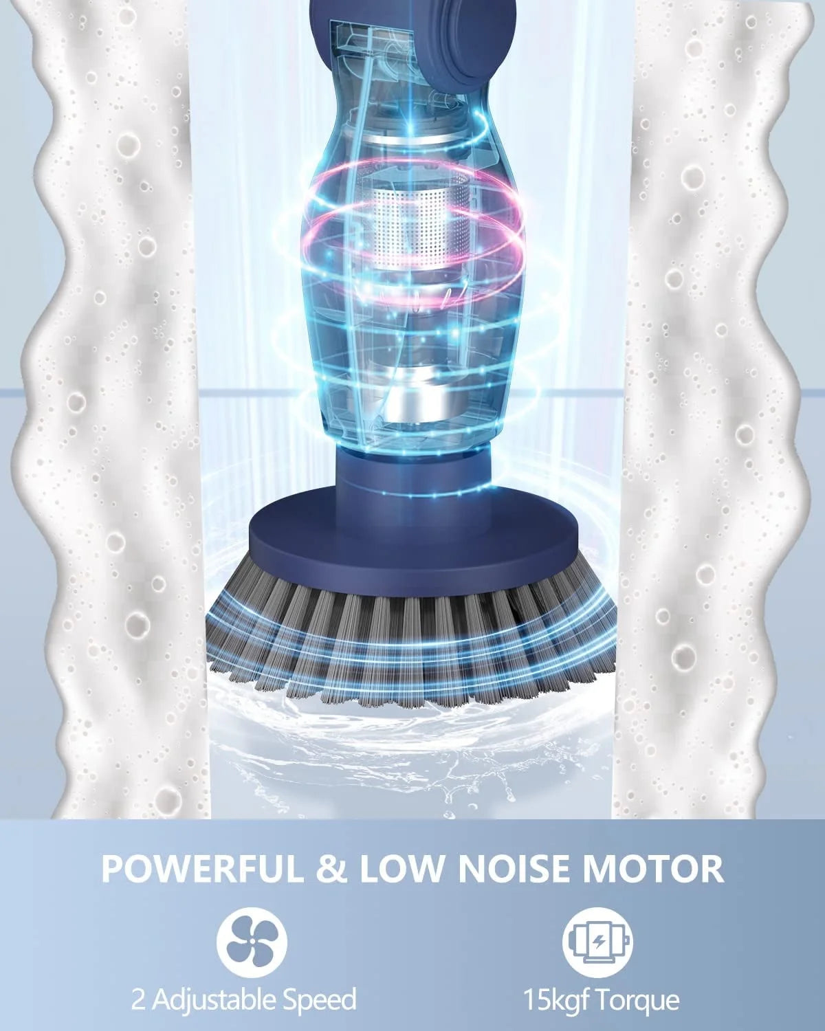 Leebein Electric Spin Scrubber, Cordless Bath Tub Power Scrubber with Long Handle and 8 Replaceable Brush Heads, Shower Cleaning Brush Household Tools for Bathroom, Floor Tile ,Car