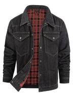 Men's Snap Button Denim Jacket – 95% Polyester, Western Style & Pocketed