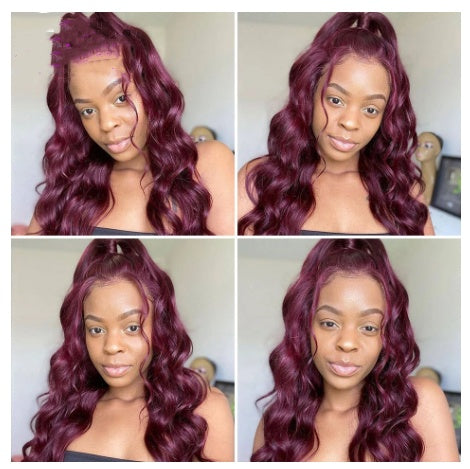Wine Red Mid-Length Curly Wig - Heat Resistant Burgundy