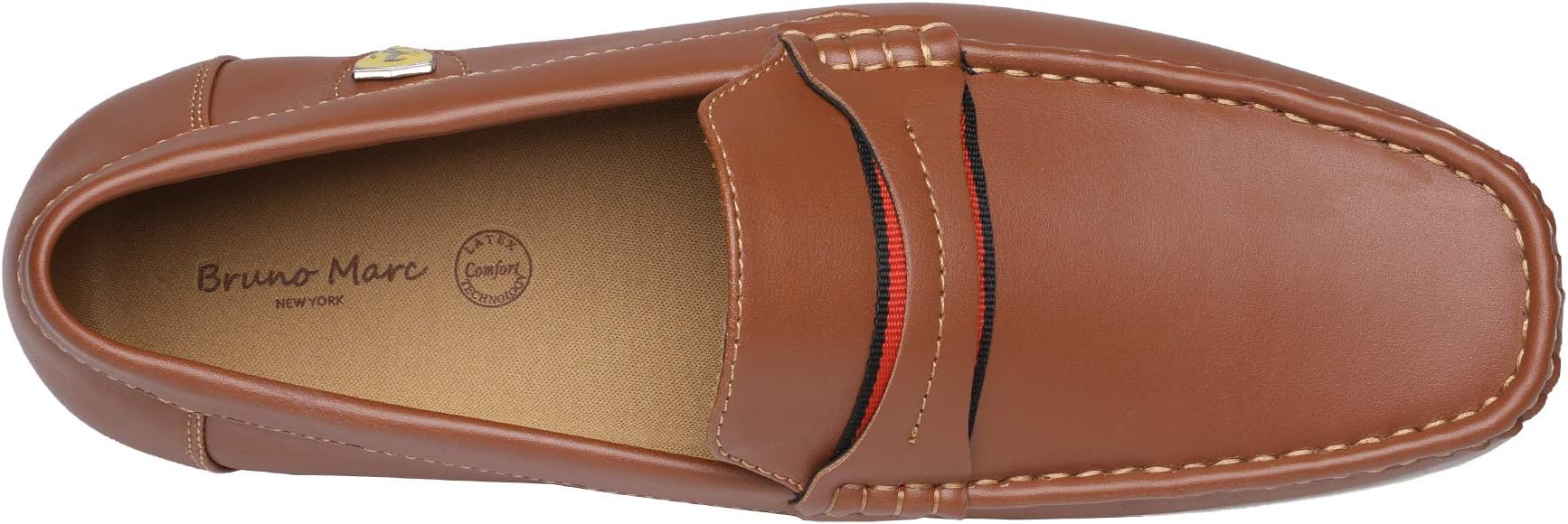 Bruno Marc Men's Bush Driving Loafers – Vegan Leather Moc Toe, Latex Cushioned Footbed