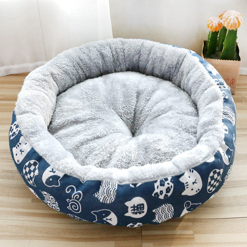 Calming Round Pet Bed – Plush Cotton Cushion for Dogs & Cats | S, M, L