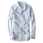 Men's Japanese Retro Linen Shirt – Breathable Cotton-Linen Blend, White & Black