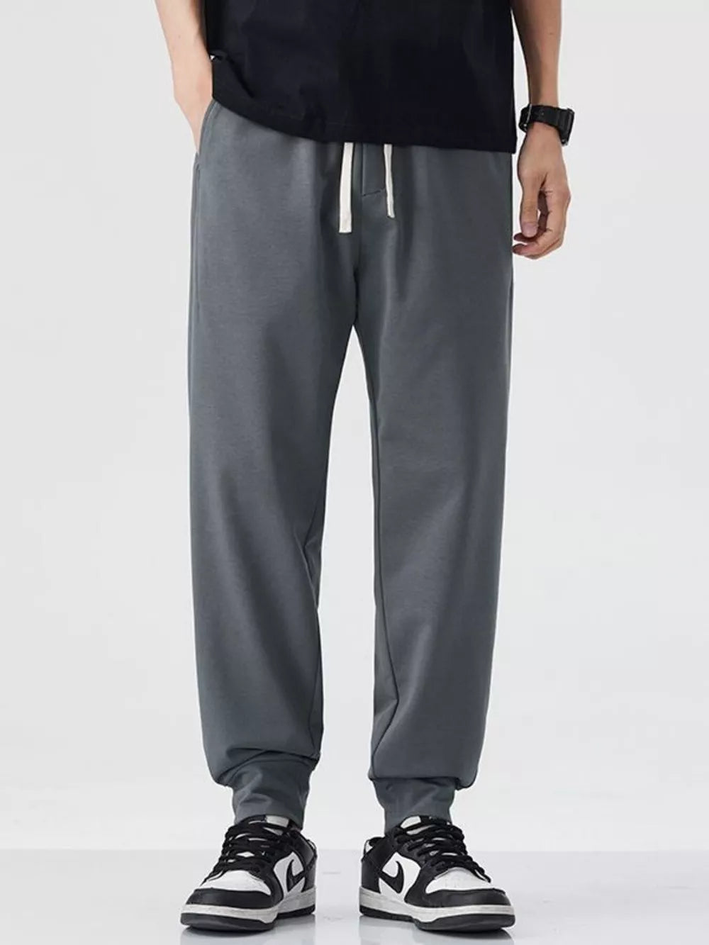 Men's Drawstring Joggers – Soft Cotton Blend Relaxed Fit