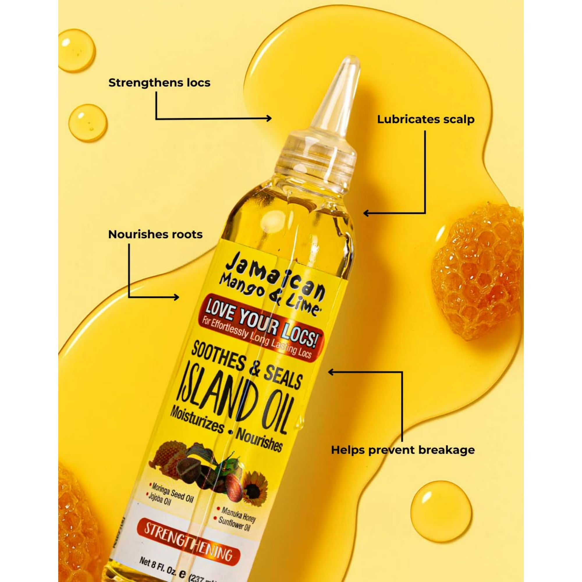 Jamaican Mango & Lime Nourishing Island Oil Hair Treatment, 8 fl oz. – For All Hair Types