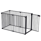 150" Adjustable Safety Gate – 6-Panel Metal Baby & Pet Fence with Walk-Through Door