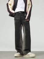 Men's Wide-Leg Jeans – Washed Cotton Blend with Slight Stretch