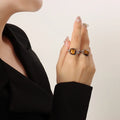 Raw Gemstone Ring | 18K Gold-Plated Titanium Steel