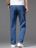 Men's Straight-Leg Jeans – 100% Cotton, Slight Stretch & Pocketed
