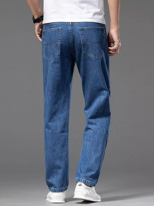 Men's Straight-Leg Jeans – 100% Cotton, Slight Stretch & Pocketed