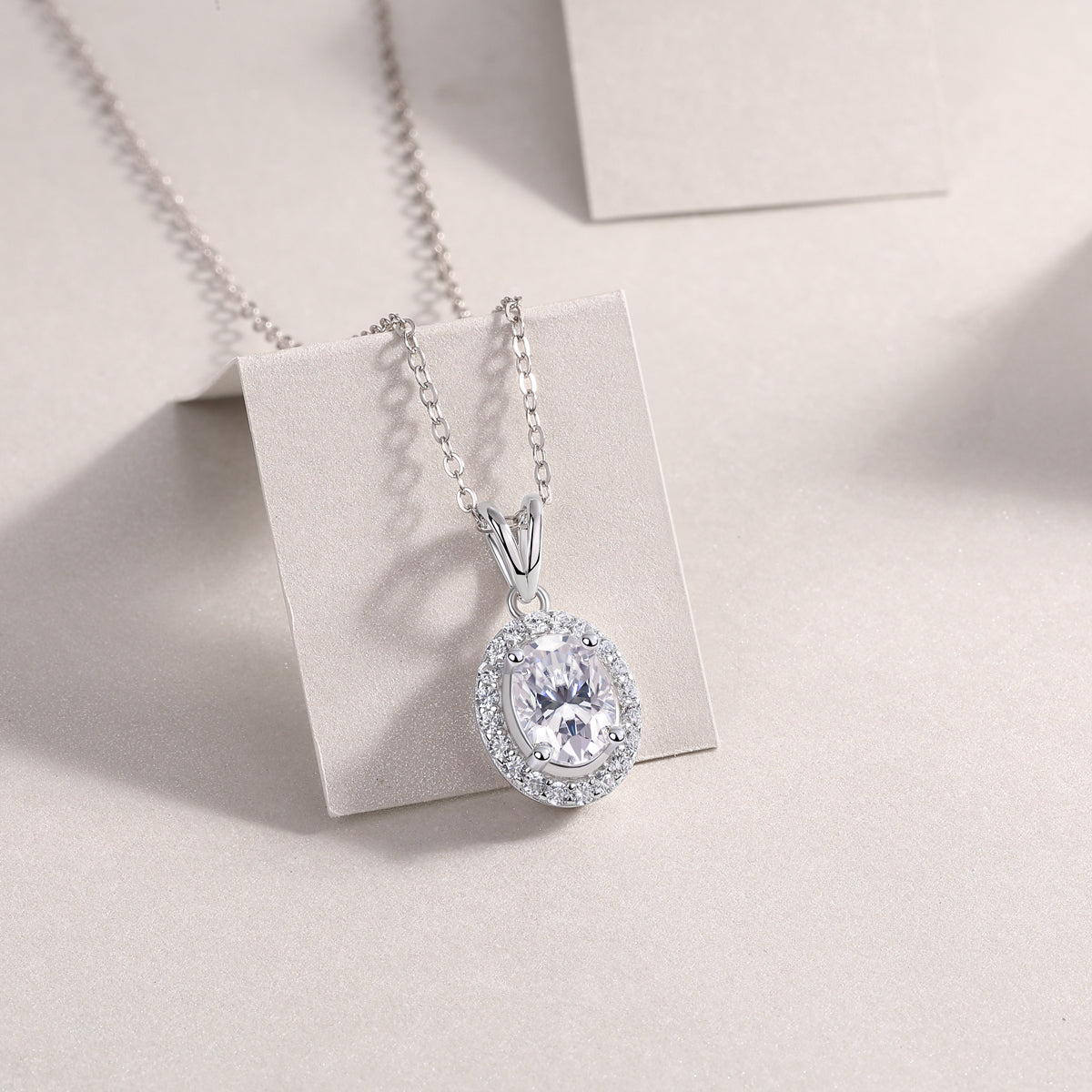 Moissanite Pendant Necklace | 1 Carat Oval Cut | S925 Sterling Silver