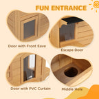Outdoor Cat House - 2-Story Weatherproof Wooden Shelter with Escape Door & Asphalt Roof