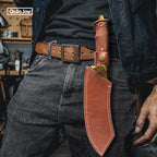 Hand Forged Boning Knife with Dragon Handle - 7Cr17MOV Carbon Steel Blade with Leather Sheath for Hunting, Camping & Filleting