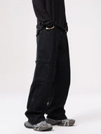 Men's Wide-Leg Jeans | 100% Cotton, Drawstring Waist & Pockets