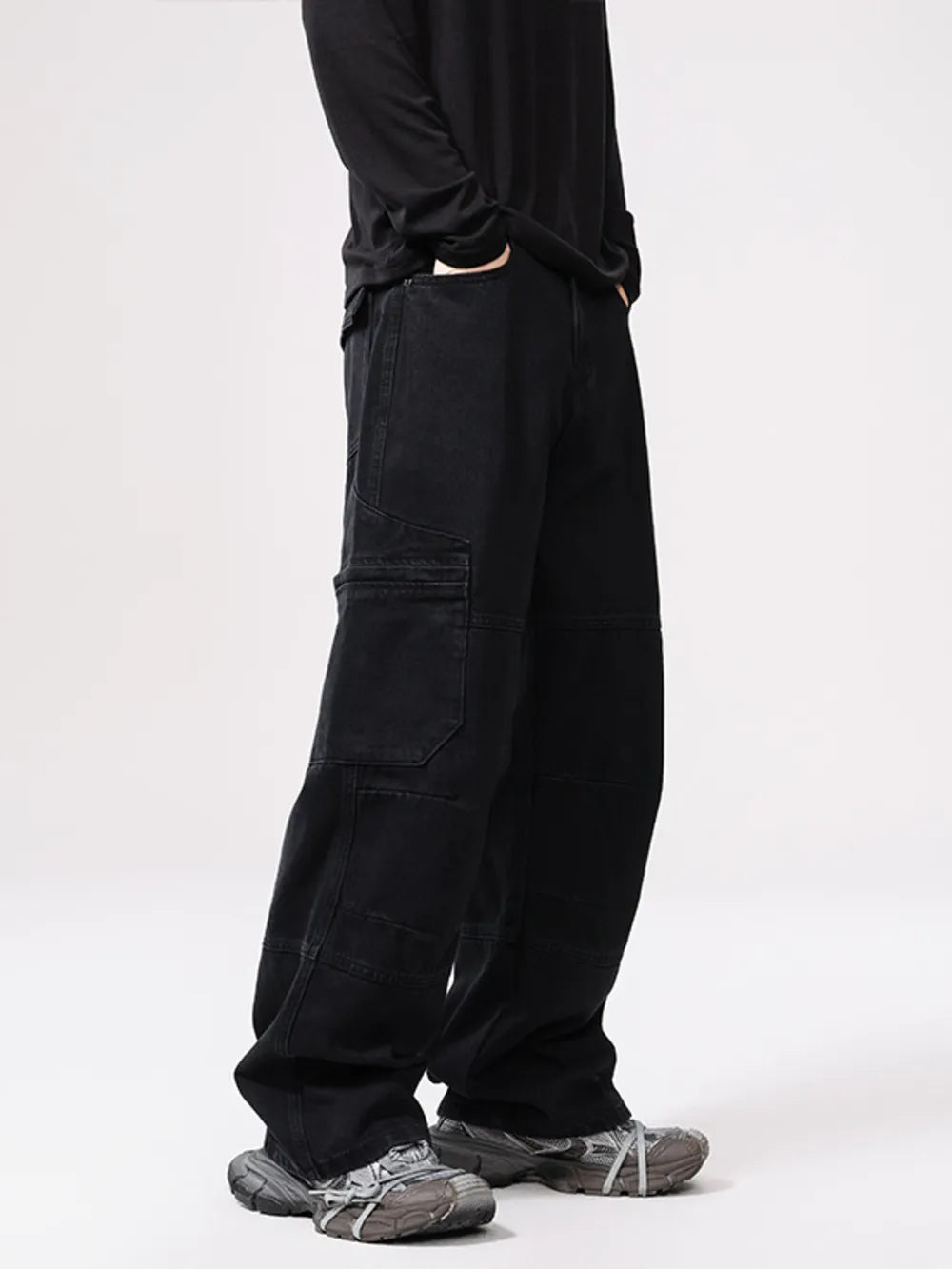 Men's Wide-Leg Jeans | 100% Cotton, Drawstring Waist & Pockets