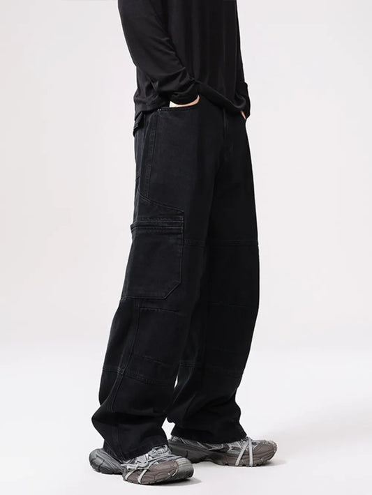 Men's Wide-Leg Jeans | 100% Cotton, Drawstring Waist & Pockets