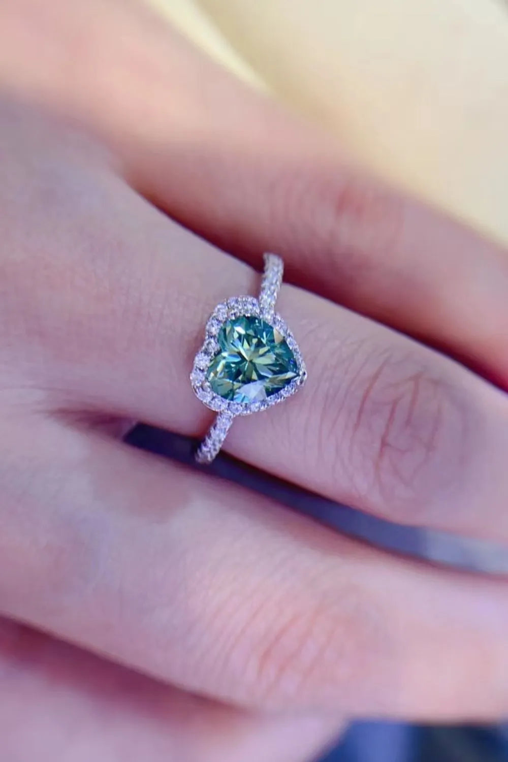 1-Carat Moissanite Heart Ring – 925 Sterling Silver, Platinum-Plated