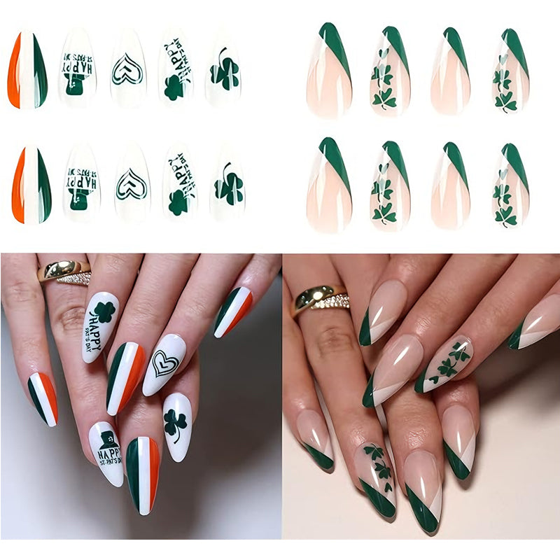 24 PCS Clover Nail Art – Long Water Pipe False Nail Tips