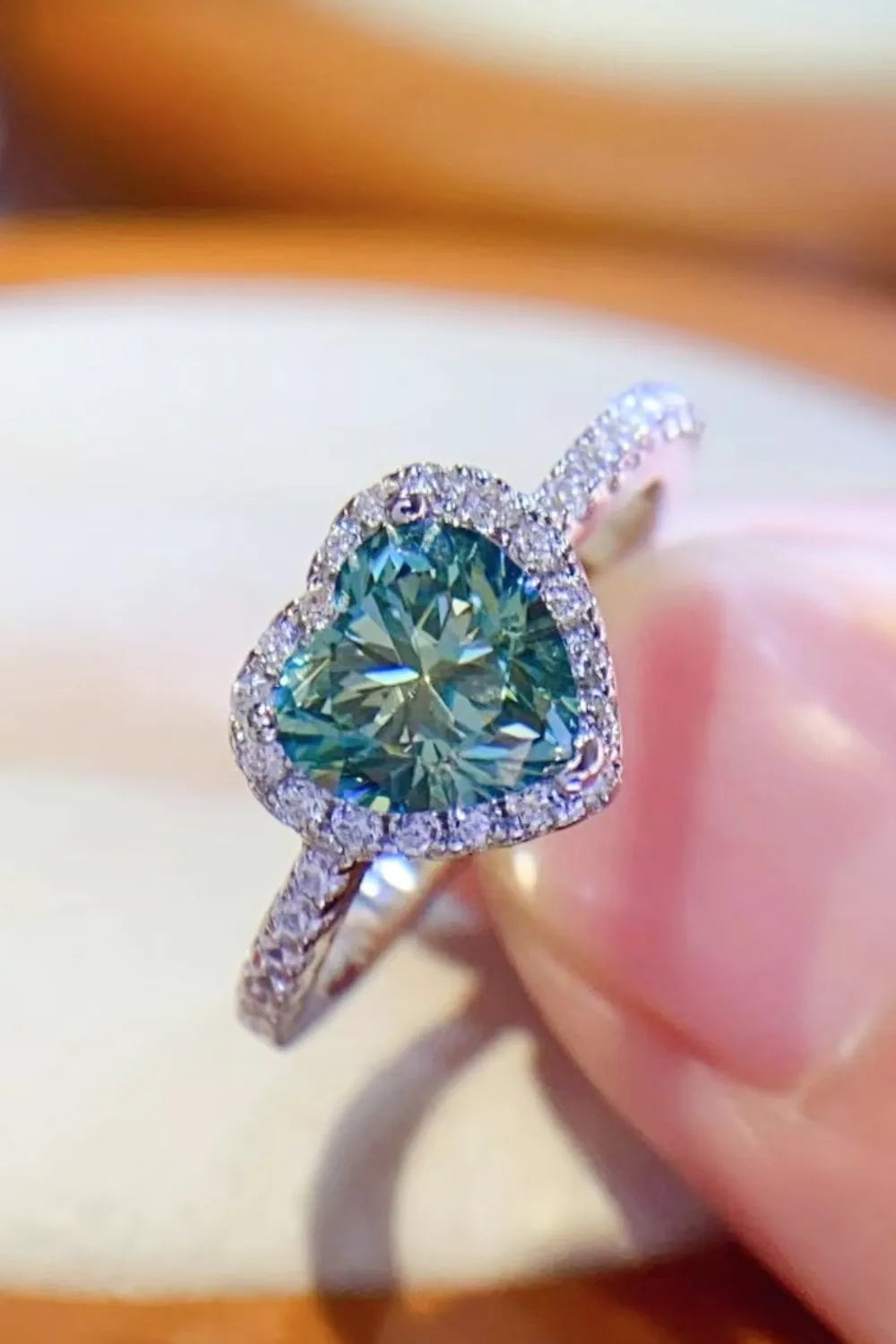 1-Carat Moissanite Heart Ring – 925 Sterling Silver, Platinum-Plated