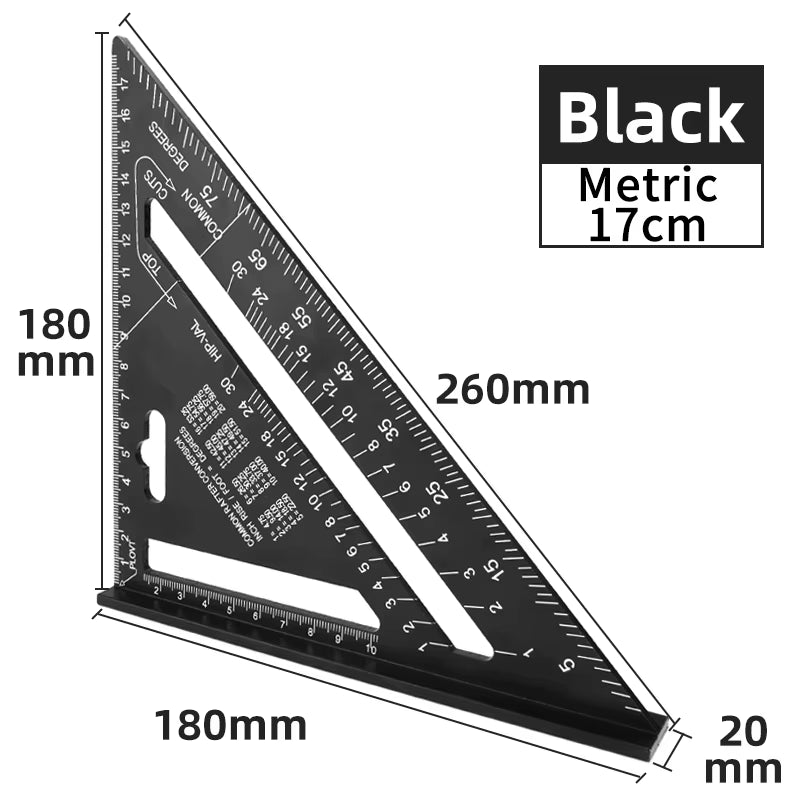 Triangle Ruler 7Inch Measurement Tool Aluminium Alloy Carpenter Set Square Angle Woodworking Tools Try Square Triangular Metric