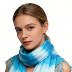 Turquoise Watercolor Scarf for Women & Men - Lightweight 67x24 Inch Wrap