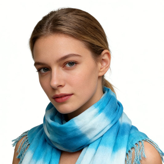 Turquoise Watercolor Scarf for Women & Men - Lightweight 67x24 Inch Wrap
