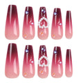 Red Heart Press-On Nails – 24 PCS Long Square Fake Nails Set