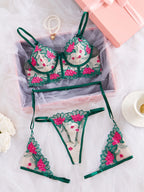 Women's Sheer Mesh Lingerie Set – See-Through Uniform Style | Green