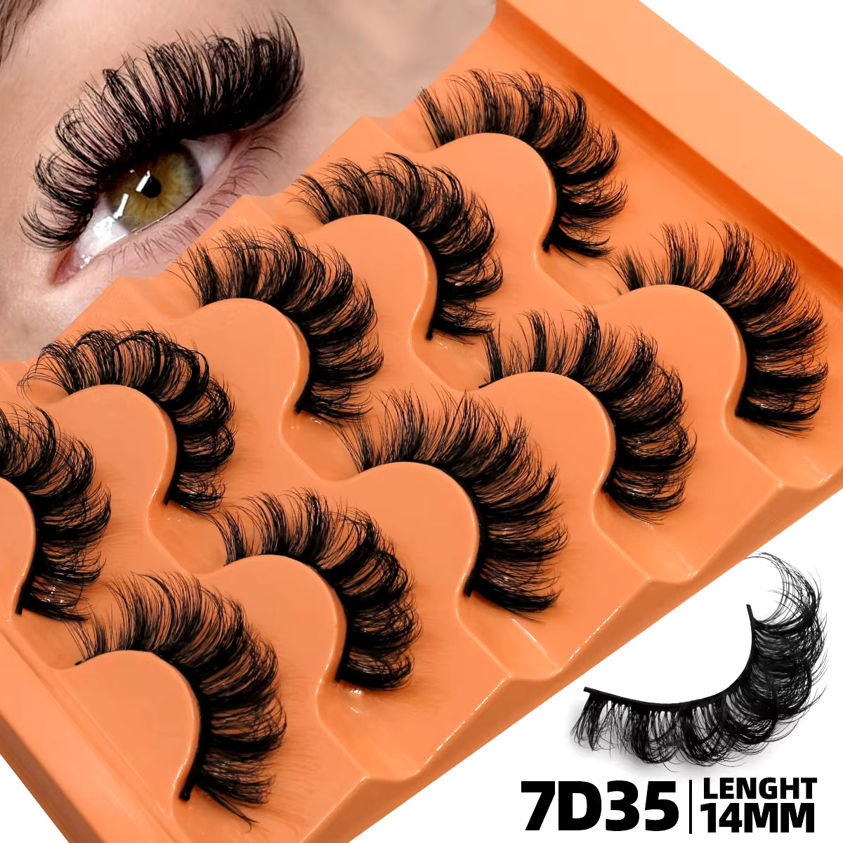 GROINNEYA 5 Pairs Fluffy Eyelashes 8D Volume False Lashes Russian Strip Lashes Extensions Thick Soft Curly Fake Lashes Makeup