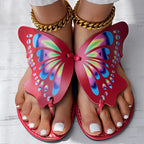 Women's Butterfly Print Flip Flops - Lightweight Summer Beach Sandals