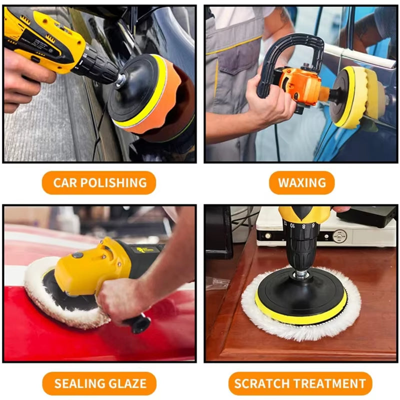 Car Polishing Sponge Pads Kit Foam Pad Buffer Kit Polishing Machine Wax Pads for Auto Motorcycle Motor Vehicle Removes Scratches