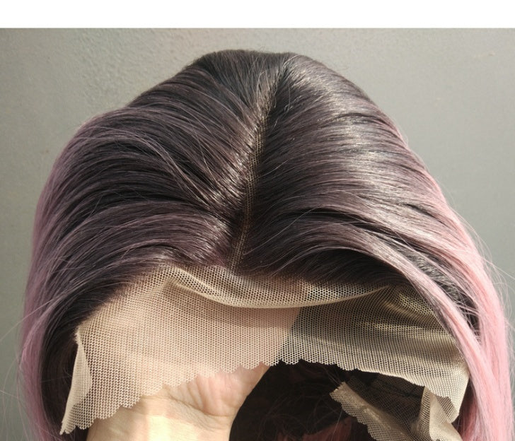 Ombre Lace Front Wig – Long Straight Black to Green or Pink | 30" Heat Resistant