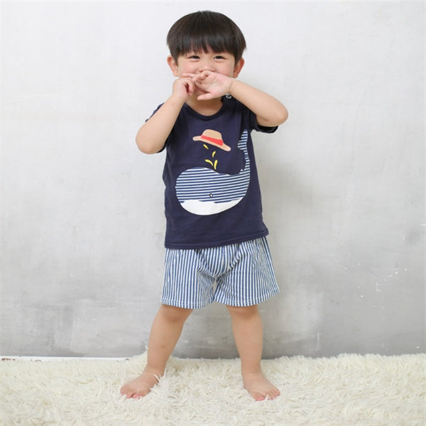 Soft Cotton Baby Summer Outfit Set – Cartoon T-Shirt & Shorts for Boys & Girls
