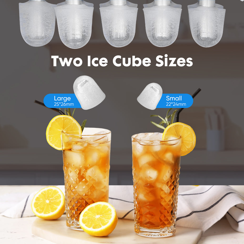 Portable Countertop Ice Maker Machine - 26 lbs Daily, 2 Ice Sizes, Self-Cleaning - Black/Green