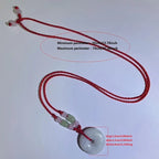 Natural Jadeite Peace Donut Pendant Necklace | Healing Crystal Stone & Adjustable Braided Cord