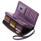 Leather Long Wallet – Slim PU Bifold for Women