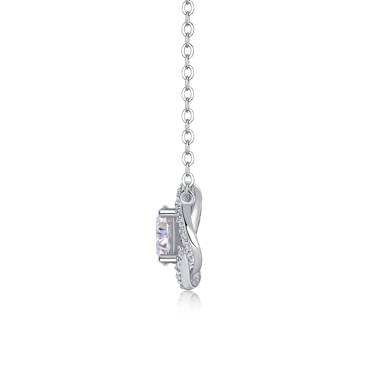 1 Carat Moissanite Pendant Necklace | Sterling Silver Four Leaf Clover