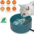 Heated Pet Water Bowl - 74oz Thermostat Controlled, Anti-Freeze for Dogs & Cats