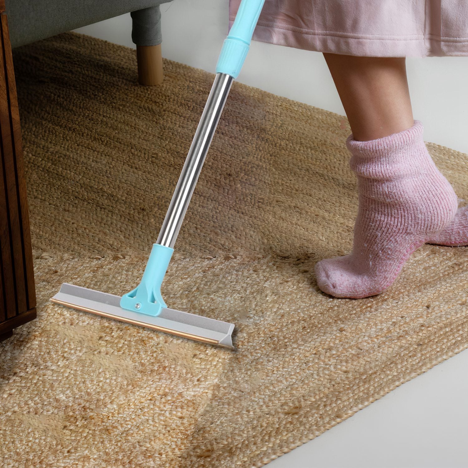 Extendable Pet Hair Remover Rake - 54" Telescopic Copper Blade for Furniture, Carpet & Upholstery