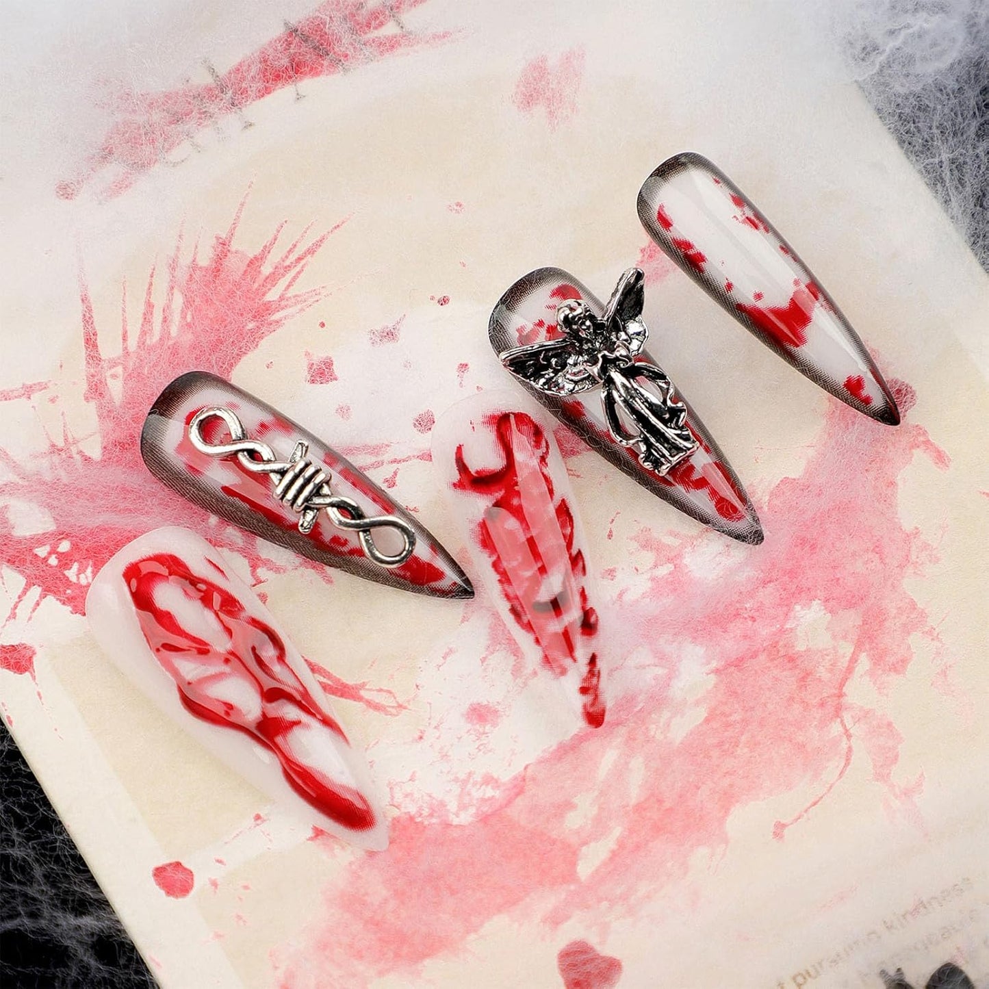 3D Press-On Nails | 24-Piece Extra Long Teardrop False Nail Set