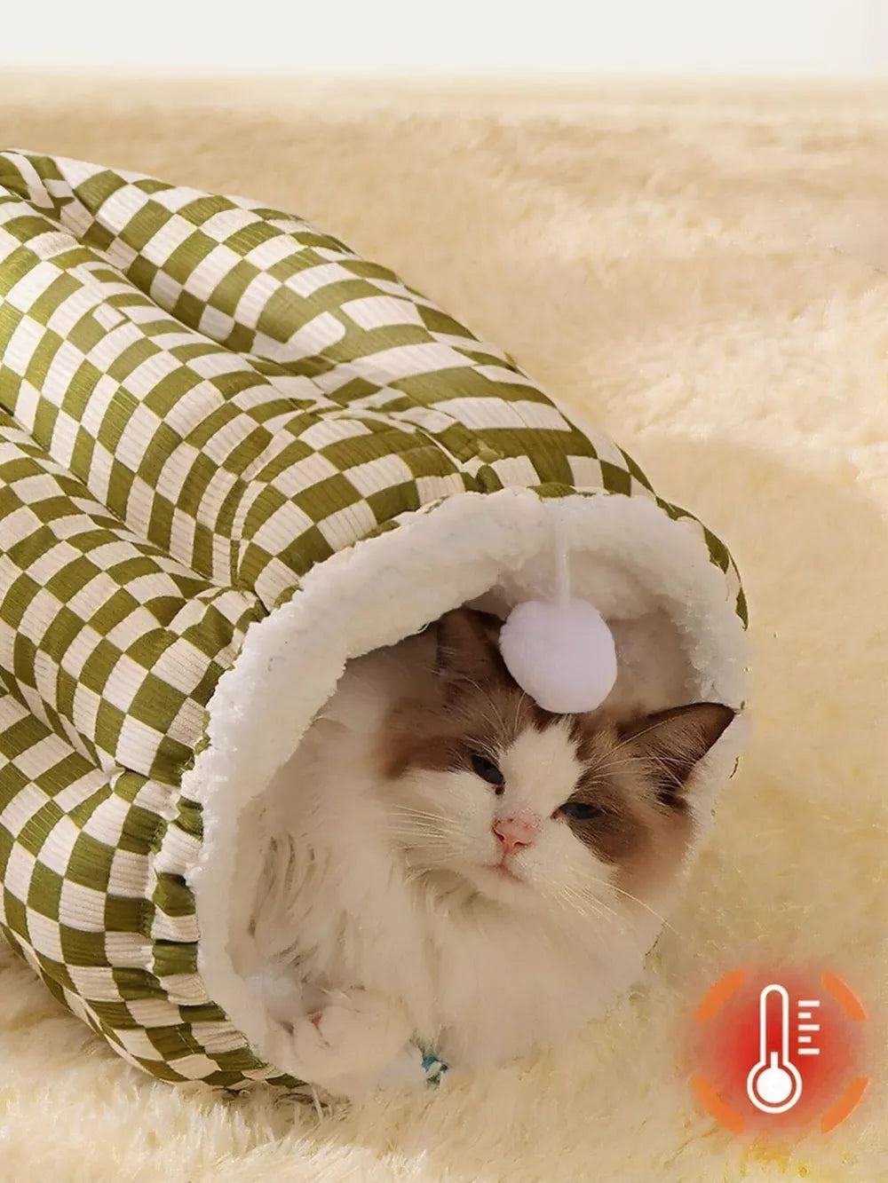 Cozy Plush Pet Tunnel Nest – Foldable, Semi-Enclosed Hideaway for Cats & Small Dogs